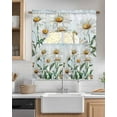 thumbnail image 2 of Spring Floral Kitchen Curtains Swag Valance and Tier Curtains Set 24 Inch Length, Watercolor Summer Botanical White Daisy Rod Pocket Drape Panels Pair Swag Curtains for Bathroom/Cafe/Window, 2 of 6