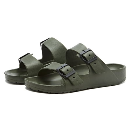 

Weestep Essential lightweight double buckle slip-on flat adjustable women’s men’s sandals(Green W9-9.5/M7-7.5)