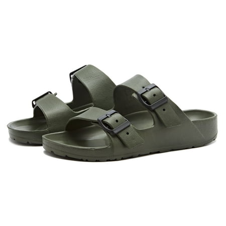 

Weestep Essential lightweight double buckle slip-on flat adjustable women’s men’s sandals(Green W9-9.5/M7-7.5)