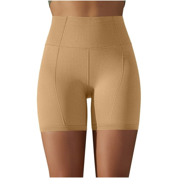 Women's Seamless Short Leggings Stretchy High Waist Skinny Yoga Pants Workout Running Fitness Gym Solid Shorts Yellow,S
