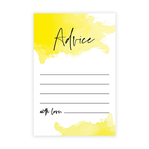 Koyal Wholesale Illuminating Yellow Watercolor Wedding Advice & Well Wishes Guest Book Cards, 56 Pack