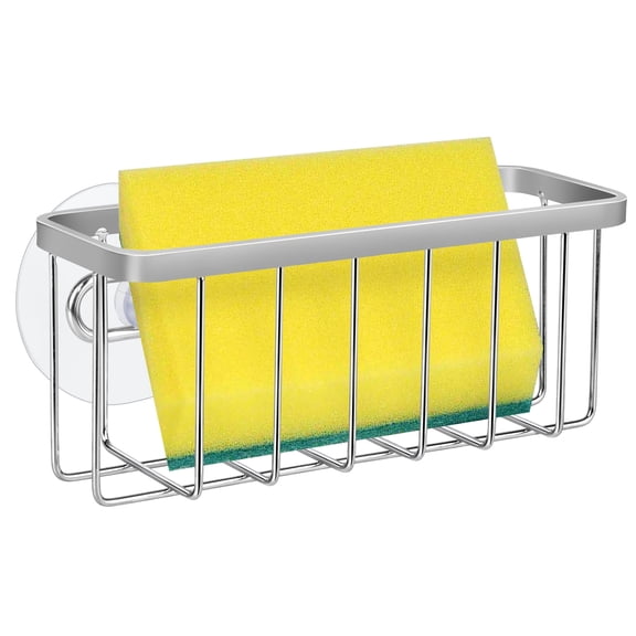 Kitchen Sink Sponge Holder, TSV Sponges Soap Brushes Stainless Steel Sink Organizer Basket with Dual Suction Cups for Water to Drain