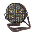 thumbnail image 2 of Zufioo Teeth Print Leather Shoulder Round Bag, Waterproof Leather Crossbody Bag, Detachable Shoulder Strap and Carrying Loop, Women's Luggage Accessories-One Size, 2 of 5