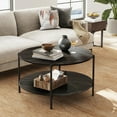 thumbnail image 6 of GALAXHERO Round Small Coffee Table 32.6" Side End Table with Open Storage Shelf 2-Tier Industrial Circle Wood Center Table for Living Room Bedroom Charcoal Black, 6 of 6