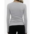 thumbnail image 4 of Womens Long Sleeve Stretch Crewneck Ribbed T-Shirt Slim Fit Casual Basic Tops, 4 of 4