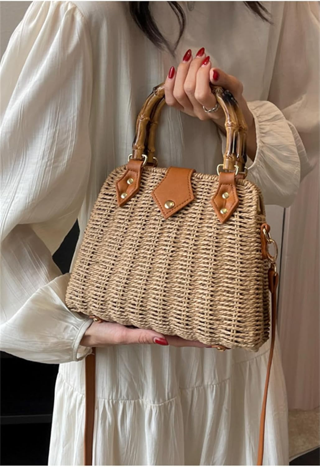 Zhengup Straw Crossbody Bags for Women Beach Handbags Wicker Summer Purse Woven Island Beach Bags Natural Bag