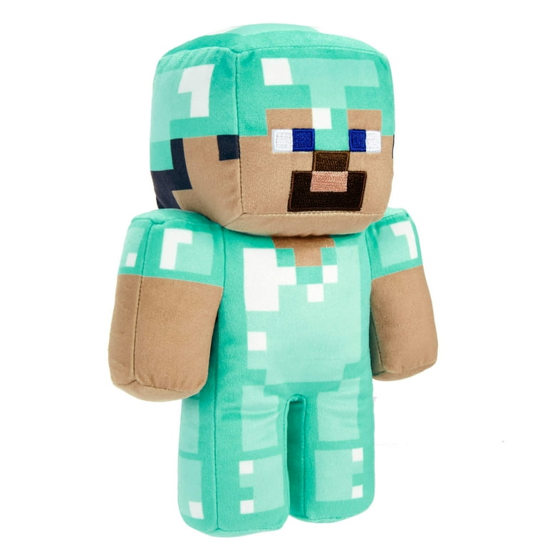 Minecraft Diamond Steve Plush Character, 8-inch Collectible Soft