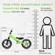thumbnail image 3 of Bicicleta sin pedales ajustable SEREED para niños de 2 a 5 años, color verde, 3 of 9