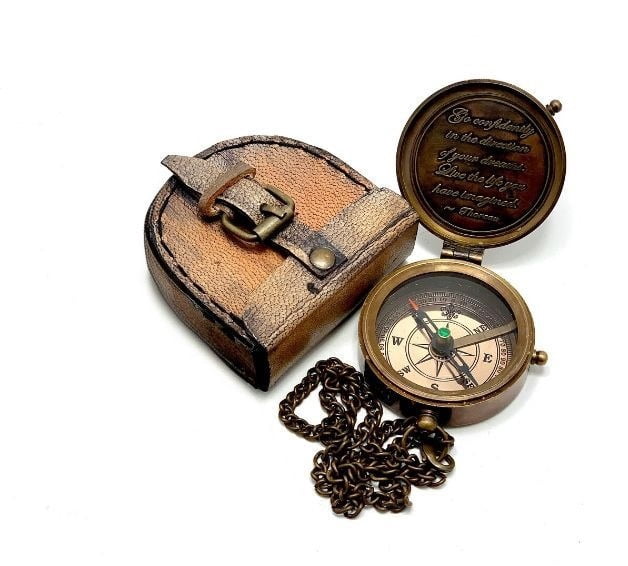 Personalised Engraved Pocket Compass Brass Nautical Compass, Handmade Compass
