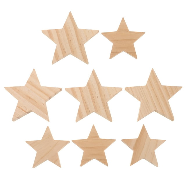10 estrellas de madera sin terminar para manualidades, adornos de madera natural de cinco puntas para fiestas navideñas y proyectos de pintura creativa.
