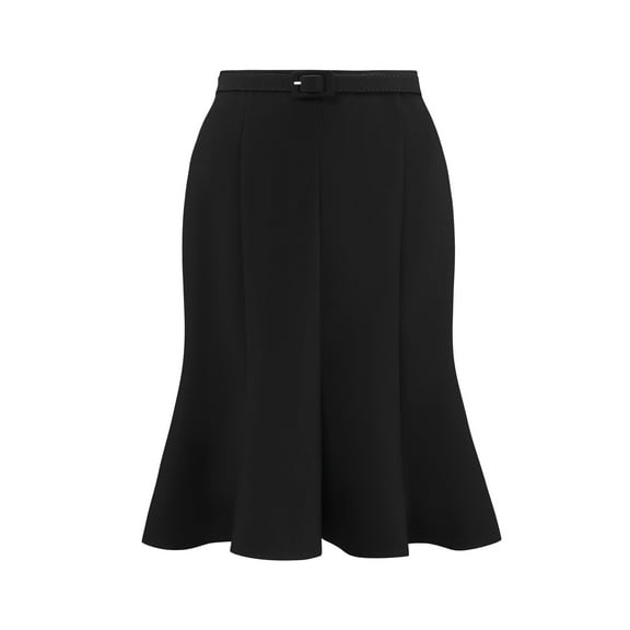 DARING DIVA Women's Fishtail Skirts Formal High Waist Ruffle Mini Skirt 2XL Black
