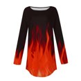 thumbnail image 4 of QATAINLAV Womens Tops Dressy Fall Round Neck Pullover Casual T Shirts Fashion Flame Printed Blouse Long Sleeve Loose Sweatshirt Red 3XL, 4 of 6