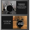 thumbnail image 4 of Twin Bell Alarm Clock, LED Display Digital Clock with Night Light, USB Rechargeable/Battery Operated Loud Bell Metal Alarm Clock for Office Bedroom (Black), 4 of 8