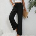 thumbnail image 4 of Ayolanni Black Womens Pants Plus Size Wide-Leg High Rise Solid Drawstring Pants Trousers Pants for Women XL, 4 of 9