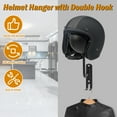thumbnail image 4 of NUAHRHY Motorcycle Helmet Holder Wall Mount Helmet Rack with Double Hook 180 Degree Rotation Metal Helmet Hanger Space Saving Motorcycle Helmet Storage Racks for Coats Helmet Hats, 4 of 8