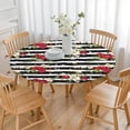 thumbnail image 3 of Pioneer Flower Floral Print Pattern Round Fitted Tablecloth with Elastic Edge,Dining Table Cover Waterproof,Outdoor Round Tablecloth for Camping,Dining,Indoor and Outdoor, 3 of 7