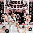 thumbnail image 4 of Happy Greetings 70th Birthday Party Decoration Kit Rose Gold Black for Women 44 Count, 4 of 6