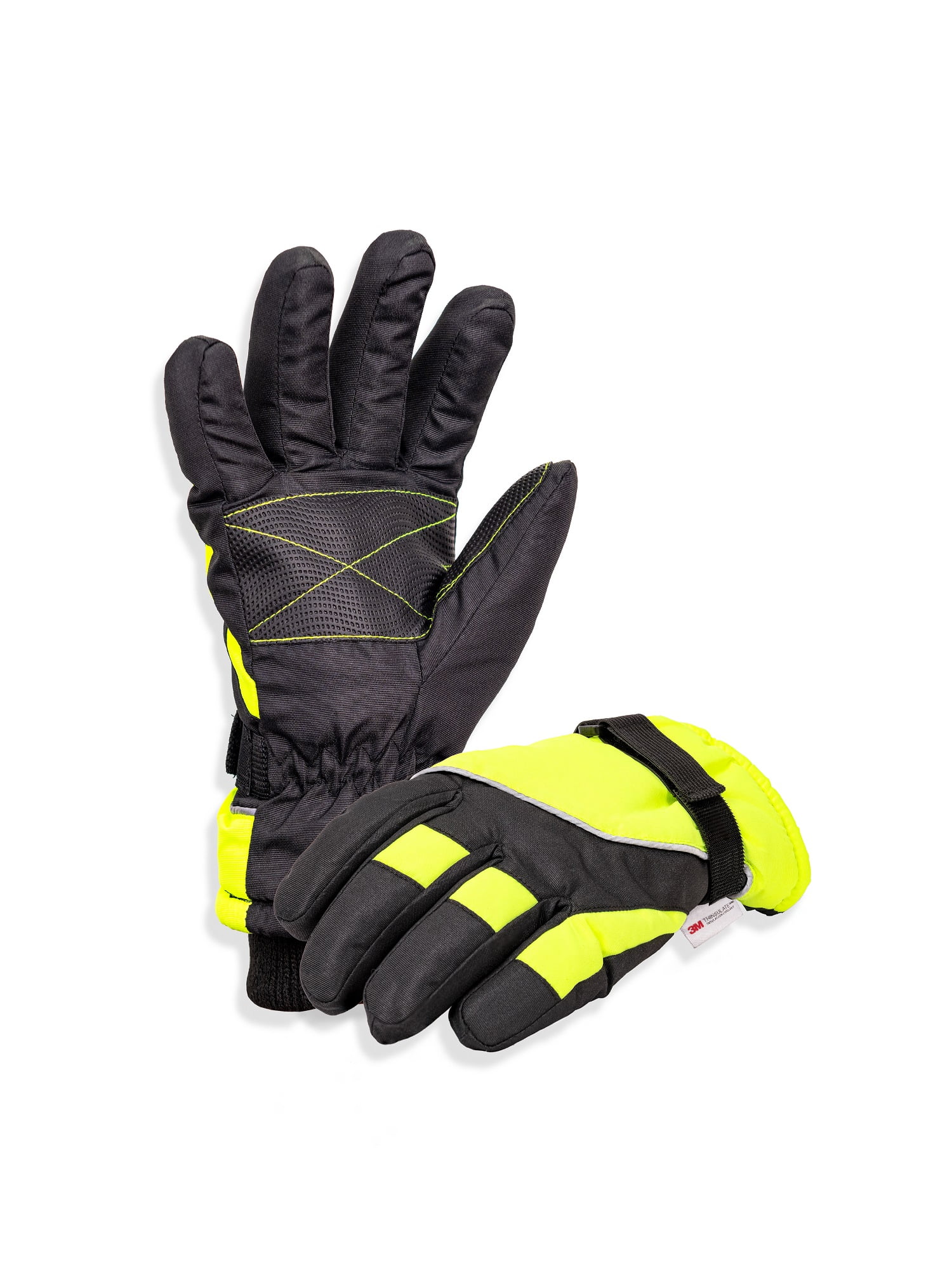 SK1009, Boys Premium Ski Glove, 3M Thinsulate Lined, Hi Viz Yellow/Black (One Size Fits Most)