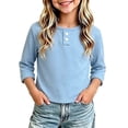 thumbnail image 2 of JOANKDMI Long Sleeve Henley Shirts for Girl 2 9-10 Ribbed Button Down Casual Pullover Tops Fall Winter Basic Tees School Clothes Fashion Activewear Slim Fit Soft Comfy Blouse, 2 of 6