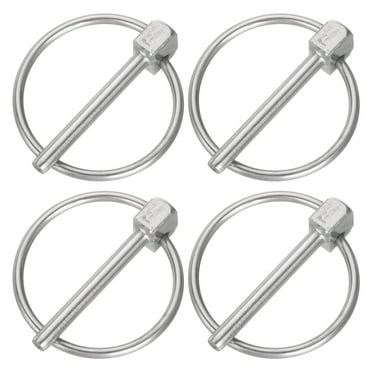 4Pack 1/8" x 1-3/8" Linch Pin with Ring, Stainless Steel Round Linch Pin, Silver