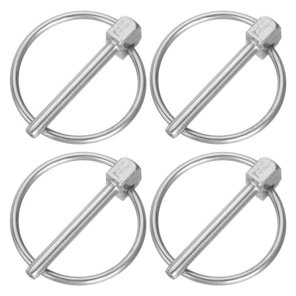4Pack 1/8" x 1-3/8" Linch Pin with Ring, Stainless Steel Round Linch Pin, Silver