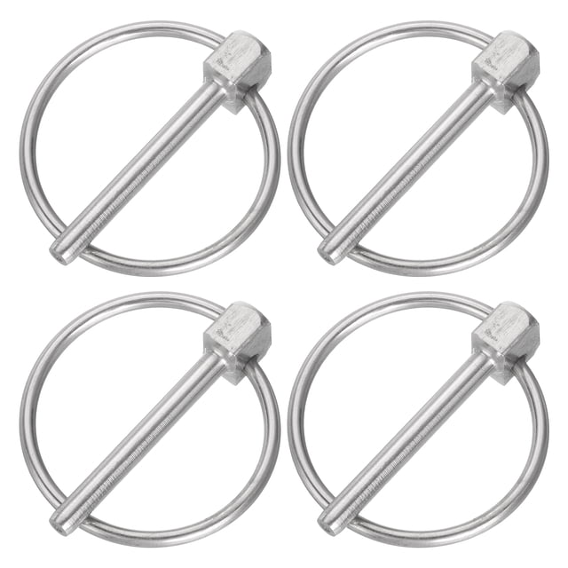 Uxcell 4 paquetes de 1/8" x 1-3/8" Pasador de Seguridad con Anillo, Pasador de Seguridad Redondo de Acero Inoxidable, Plata