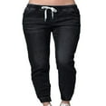 thumbnail image 1 of Women Elastic Waist Pencil Denim Pants, 1 of 4