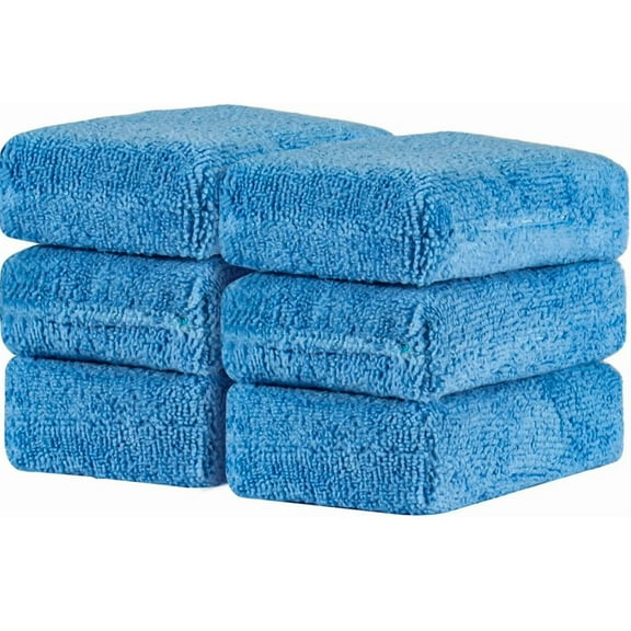 6 Pack Microfiber Applicator Pads, Rectangular Polishing Pad, Cleaning Pads for Car Detailing, 3 Inch x 5 Inch