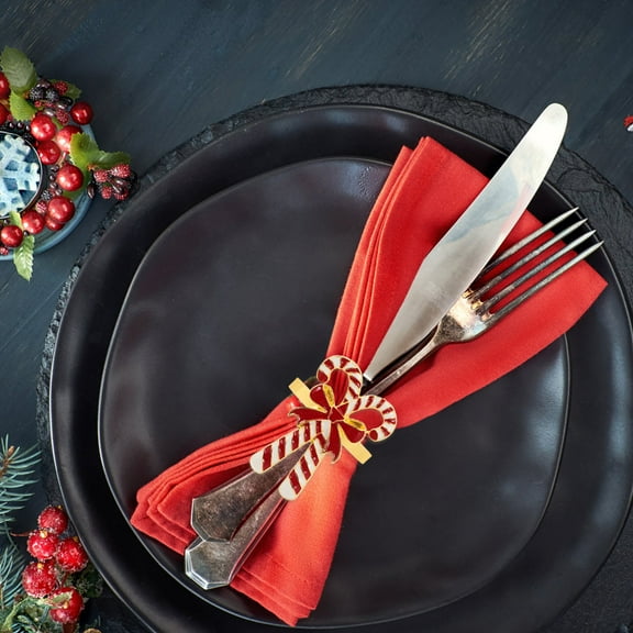 WHAMVOX Christmas Napkin Rings with Bowknot Design for Holiday Table Decor Alloy 4 Pieces