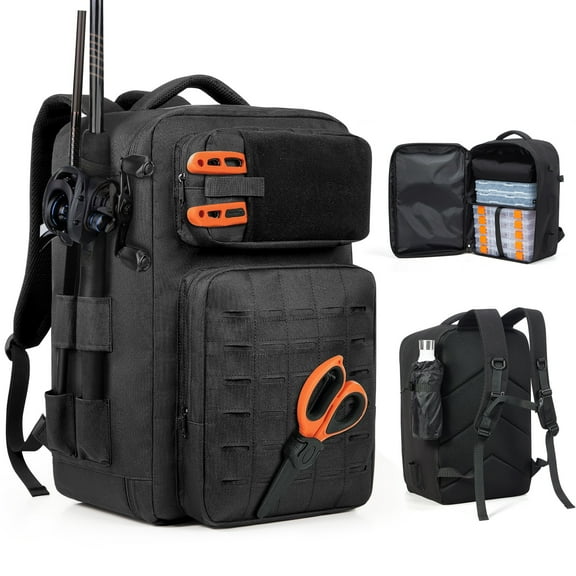 SYCNB Fishing Bag, Lightweight Fishing Backpack Tactical Backpack For Men, Storge Fishing Gear and Equipment, Gift for Men, Black
