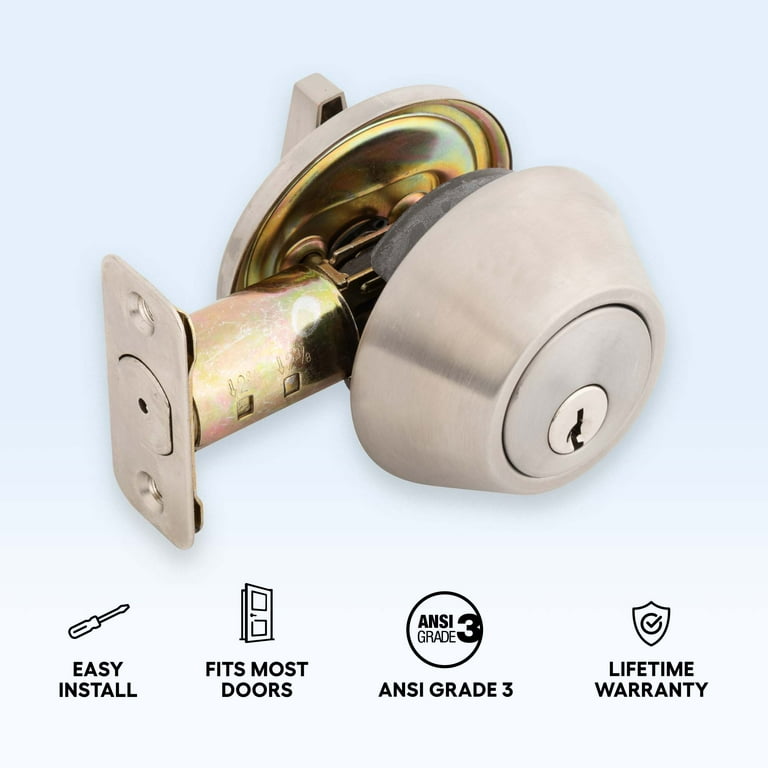 Hyper Tough Keyed Entry Single Cylinder Deadbolt, Stainless Steel