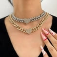 thumbnail image 2 of Cuban Chain Necklace Fom Women Gold Color Bling Paved Rhinestones Cuban Link Choker Necklace Punk Jewelry, 2 of 6