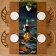 thumbnail image 3 of Rdsfhsp Halloween Lighthouse Linen Table Runner 13x72 Inch, Moon Ocean Pumpkin Coastal Pattern Table Runner for Dining Table Decor, Spooky Holiday Kitchen Decoration, 3 of 5