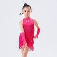 thumbnail image 3 of Otqutp Girls Sequin Tassel Dress Fringe Rhinestone Cut Out Ballet Dresses Halter Cute Shinny Dancewear with Gloves, 3 of 8