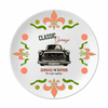 Black Classic Cars Repair Pattern Flower Ceramics Plate Tableware Dinner Dish