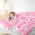 thumbnail image 3 of Erosebridal Sport Soccer Queen Comforter Set 3pcs for Boys Girls,Gradient Stripes Bedding Comforter Set for Kids Teens,Pink Reversible,Breathable Home Decor, 3 of 6