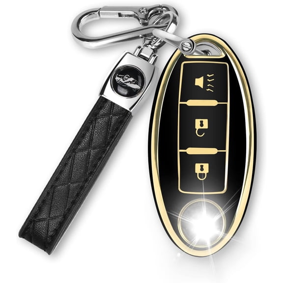 Key Fob Cover Compatible with Nissan Altima Armada Maxima Murano Pathfinder Rogue Infiniti Keychain Case Holder Protector,Black,3 buttons