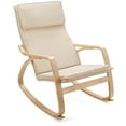 thumbnail image 1 of Costway Modern Bentwood Rocking Chair Fabric Upholstered Relax Rocker Lounge Chair Beige, 1 of 10
