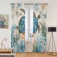thumbnail image 2 of Kitchen Curtains 84 Inch Length 2 Panels, Ocean Turtle Grommets Window Treatment Curtain, Coastal Nautical Coral Starfish Blue Thermal Curtains Drapes for Living Room/Bathroom, 2 of 9