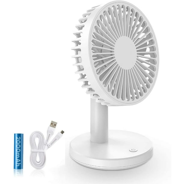 Petit ventilateur de bureau oscillant Ventilateur de table portable  Rechargeable USB alimenté par batterie Ventilateur personnel silencieux  Double angle réglable Air de bureau Circuler