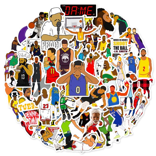 50 pegatinas de la Copa Mundial de Baloncesto Serie Combo de la NBA para botellas de agua, vasos, equipaje, monopatín, parachoques, álbum de recortes, pegatina de regalo para niños y adolescentes