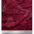 thumbnail image 1 of Soimoi Red Silk Fabric Artistic Leaves Fabric Prints By Yard 42 Inch Wide, 1 of 3