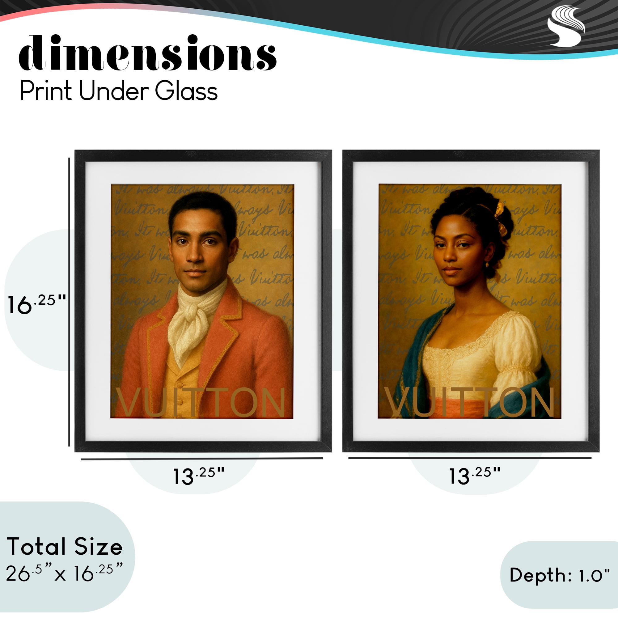 Stupell Industries Vintage Fashion Pair 2 Piece Black Framed Print Under Glass Set, design by Grotto Studios