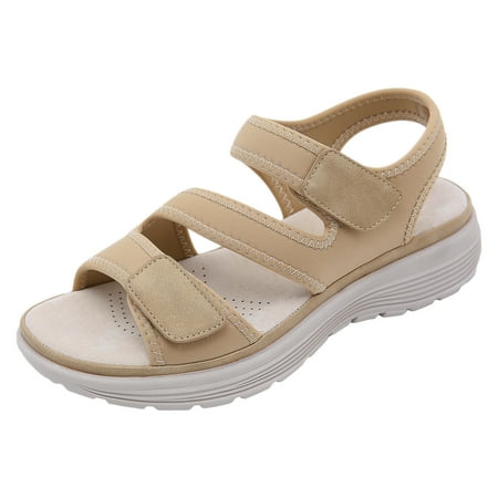 

KaLI_store Closed Toe Sandals Women Mules for Women Casual Summer Clog with Arch Support Shoes Slip On Sandals Comfy Wedge Shoes Beige