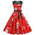 thumbnail image 2 of Fridja Robe Vintage Évasée en Dentelle pour Femmes Mode Robe de Bal Sans Manches Imprimée Noël Fête, 2 of 9