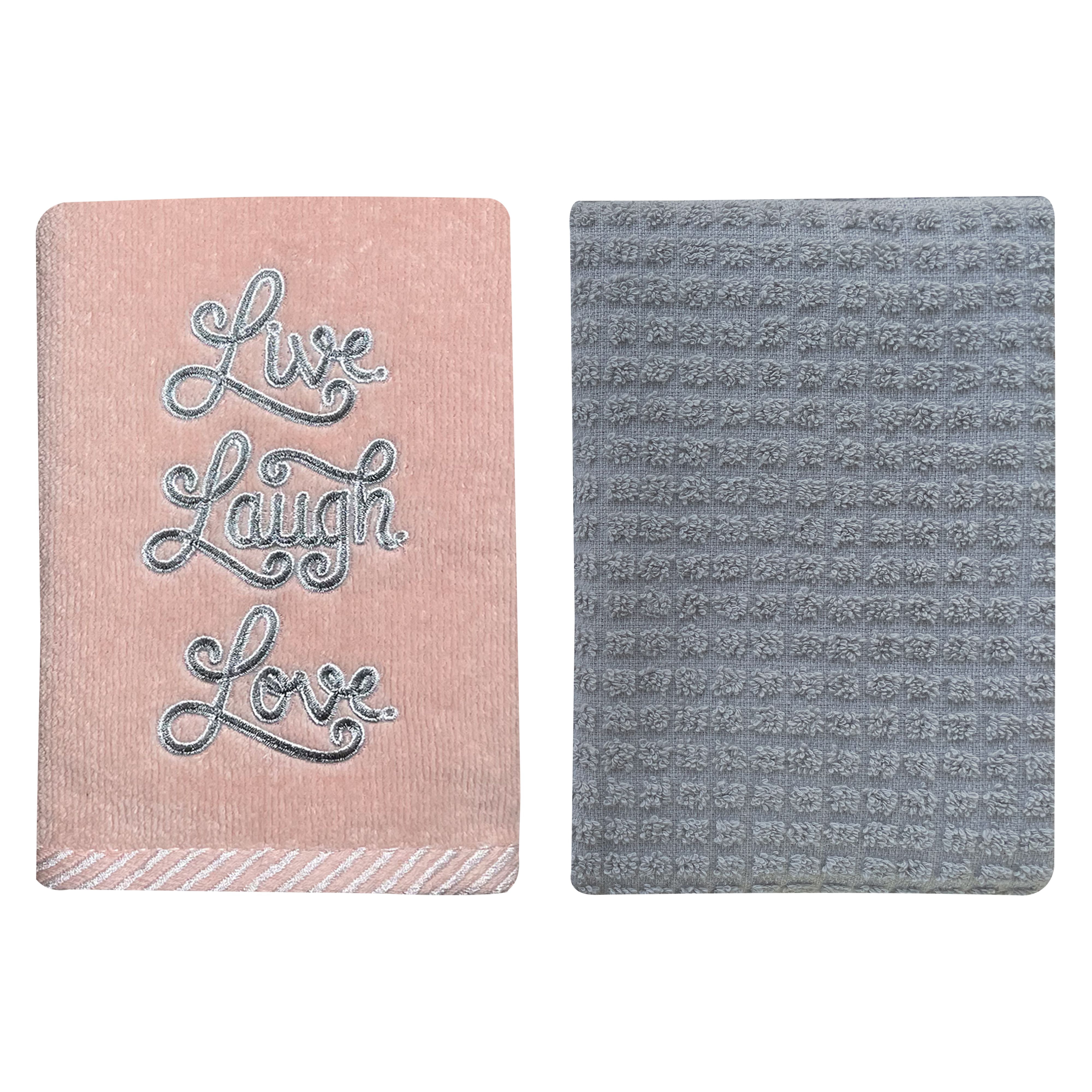 Harper Lane Live Laugh Love 2-Piece Embroidered Hand Towel Set Adult