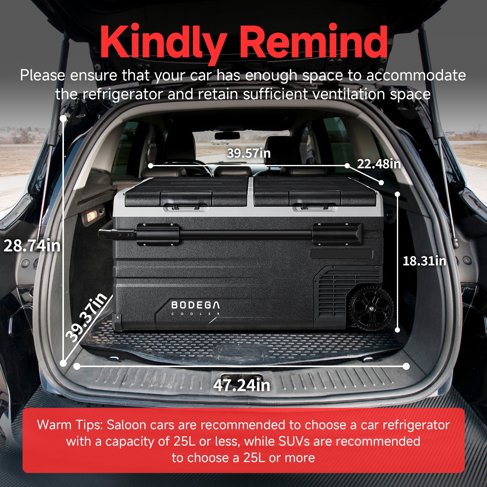 BODEGA 12 Volt Car Refrigerator 100 Quarts  Portable Dual-Fridge 95L RV Freezer ,Car Cooler for Travel, Camping,Outdoor,Truck,SUV
