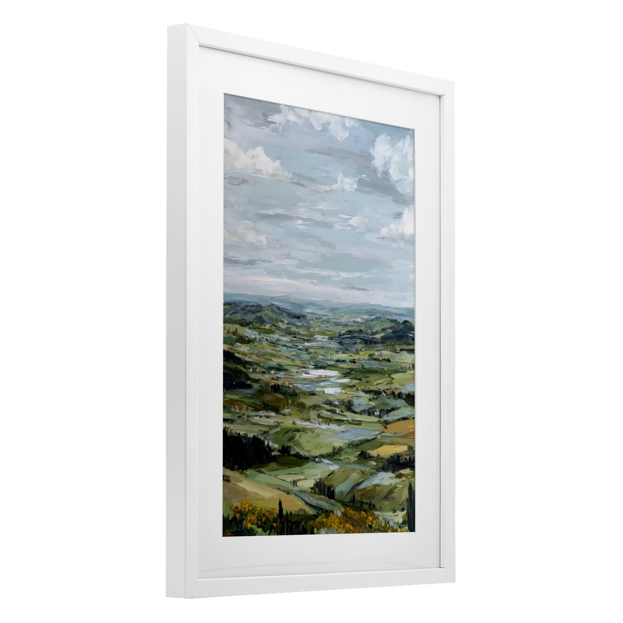Stupell Industries Valley Living with Verdant Hills White Framed Print Under Glass, design by Petal Prints Design