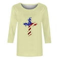 thumbnail image 5 of Sales Today Prime Womens Plus Size $5 Women's 2026 Summer Loose and Comfortable Independence Day Printed Round Neck Three-quarter Sleeve 3/4 Sleeve T-Shirt Top, Khaki XXL, 5 of 5