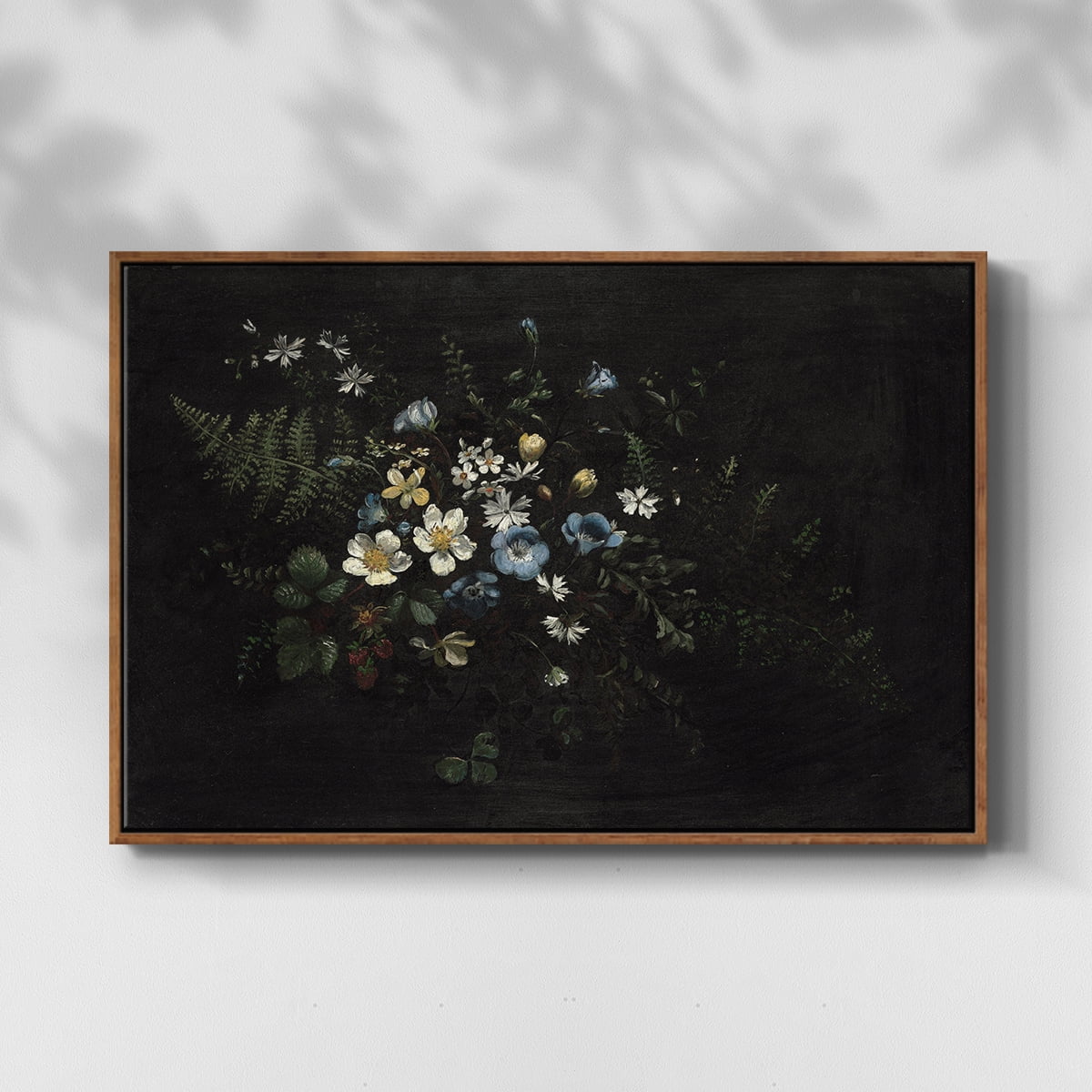 Vintage Botanical Print-XXXV By Wexford Home Framed in Walnut Wood Gallery Wrapped Canvas 27 in. x 41 in.